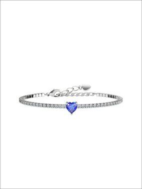 Sterling Silver Heart Birthstone Tennis Bracelet 14K White Gold Plated CZ